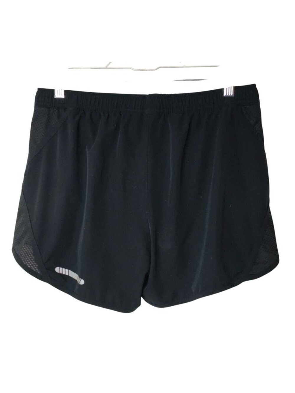 BCG Womens L Black Athletic Running Shorts Mesh Panels Lined Drawstring Sporty